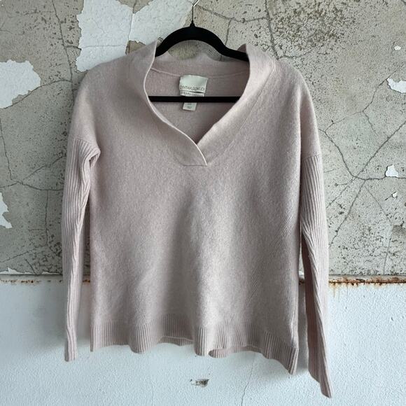 Cynthia Rowley Cashmere Sweater 100% 2-Ply Blush Pink V Neck Womens M Minimalist - Picture 1 of 5